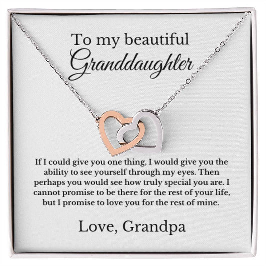 Grandpa Granddaughter Necklace, Grandfather Gift, Grandchild Gift, Jewelry for Granddaughter, Message Card Necklace, Interlocking