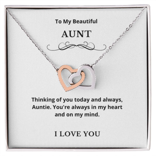Interlocking Hearts To My Aunt Jewelry, Aunt Necklace Gift, Cousin Gift, Family Jewelry, Message Card Gift, For Aunt, Aunt Birthday