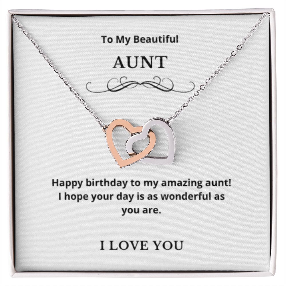 Interlocking Hearts To My Aunt Jewelry, Aunt Necklace Gift, Cousin Gift, Family Jewelry, Message Card Gift, For Aunt, Aunt Birthday