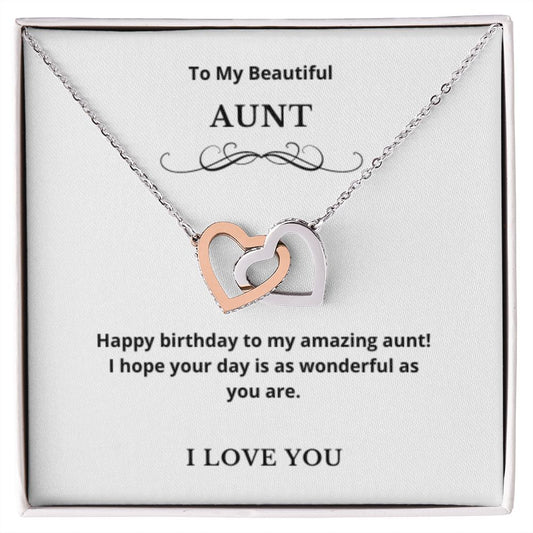 Interlocking Hearts To My Aunt Jewelry, Aunt Necklace Gift, Cousin Gift, Family Jewelry, Message Card Gift, For Aunt, Aunt Birthday
