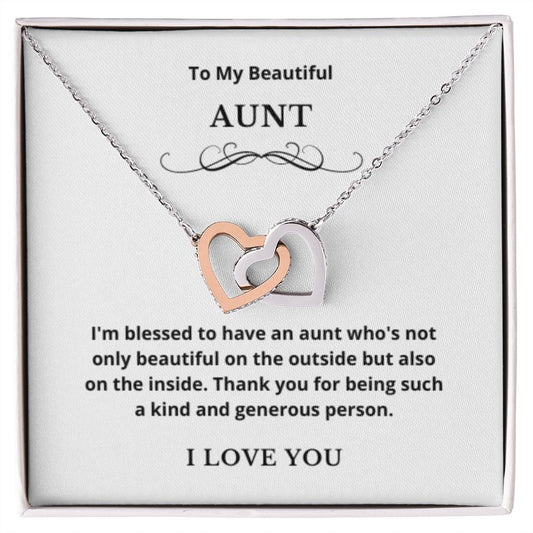 Interlocking Hearts To My Aunt Jewelry, Aunt Necklace Gift, Cousin Gift, Family Jewelry, Message Card Gift, For Aunt, Aunt Birthday
