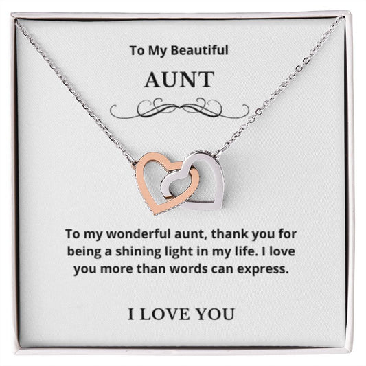 Interlocking Hearts To My Aunt Jewelry, Aunt Necklace Gift, Cousin Gift, Family Jewelry, Message Card Gift, For Aunt, Aunt Birthday