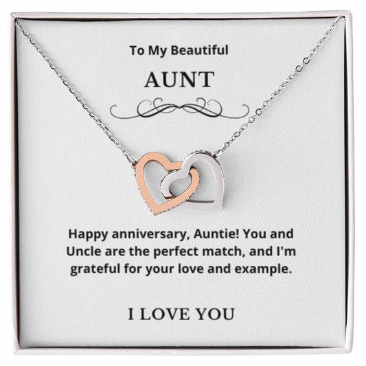 Interlocking Hearts To My Aunt Jewelry, Aunt Necklace Gift, Cousin Gift, Family Jewelry, Message Card Gift, For Aunt, Aunt Birthday