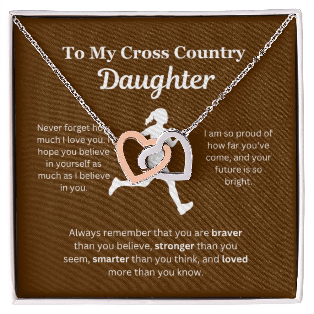 EllePendants To My Cross Country Daughter Necklace, Father Daughter Necklace, Mother Daughter Necklace, Daughter Birthday, Heart Jewelry, Gold Jewelry