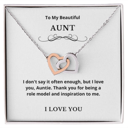 Interlocking Hearts To My Aunt Jewelry, Aunt Necklace Gift, Cousin Gift, Family Jewelry, Message Card Gift, For Aunt, Aunt Birthday