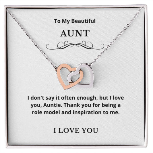 Interlocking Hearts To My Aunt Jewelry, Aunt Necklace Gift, Cousin Gift, Family Jewelry, Message Card Gift, For Aunt, Aunt Birthday