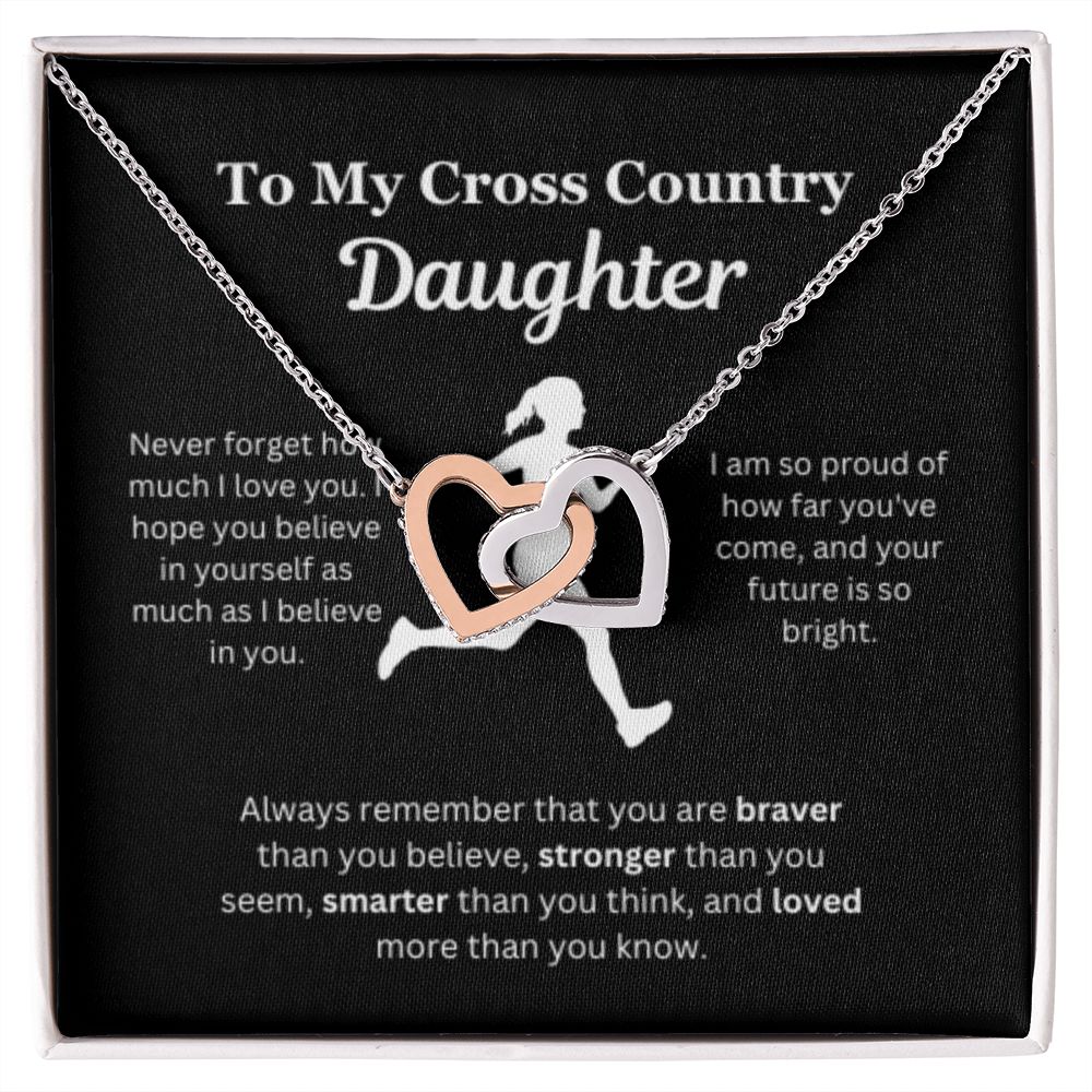 EllePendants To My Cross Country Daughter Necklace, Father Daughter Necklace, Mother Daughter Necklace, Daughter Birthday, Heart Jewelry, Gold Jewelry