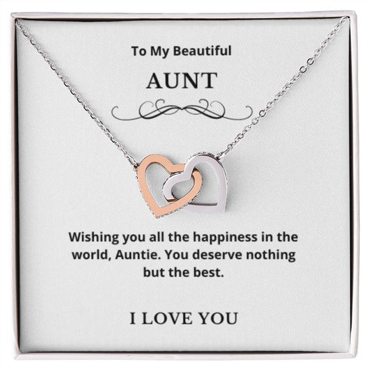 Interlocking Hearts To My Aunt Jewelry, Aunt Necklace Gift, Cousin Gift, Family Jewelry, Message Card Gift, For Aunt, Aunt Birthday