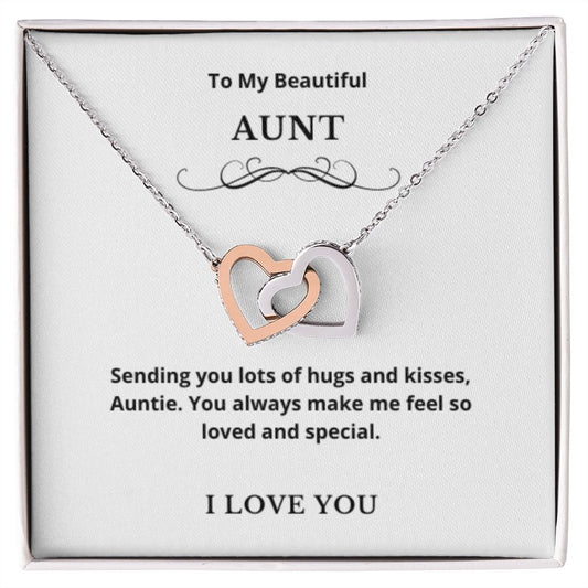 Interlocking Hearts To My Aunt Jewelry, Aunt Necklace Gift, Cousin Gift, Family Jewelry, Message Card Gift, For Aunt, Aunt Birthday