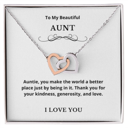 Interlocking Hearts To My Aunt Jewelry, Aunt Necklace Gift, Cousin Gift, Family Jewelry, Message Card Gift, For Aunt, Aunt Birthday