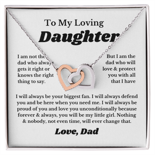 To My Daughter Interlocking Heart Necklace Gift From Dad, Jewelry