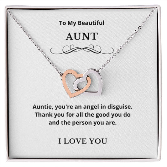 Interlocking Hearts To My Aunt Jewelry, Aunt Necklace Gift, Cousin Gift, Family Jewelry, Message Card Gift, For Aunt, Aunt Birthday