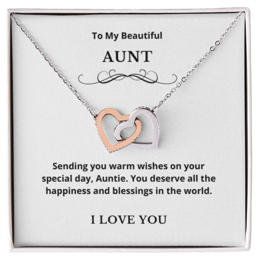 Interlocking Hearts To My Aunt Jewelry, Aunt Necklace Gift, Cousin Gift, Family Jewelry, Message Card Gift, For Aunt, Aunt Birthday
