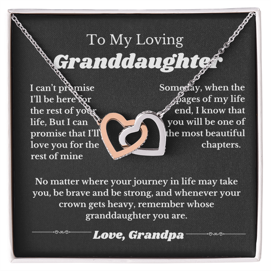 To My Granddaughter From Grandpa, Interlocking Hearts Necklace Gift from Grandfather, Birthday, Wedding Granddaughter jewelry