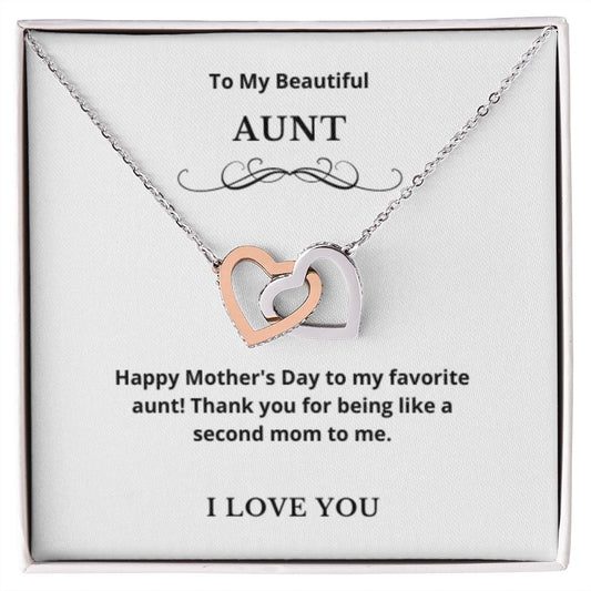 Interlocking Hearts To My Aunt Jewelry, Aunt Necklace Gift, Cousin Gift, Family Jewelry, Message Card Gift, For Aunt, Aunt Birthday