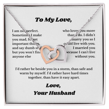 Gifts To My Love, Interlocking Heart Necklace for Wife From Husband, Anniversary Jewelry, Christmas Birthday for Her, Wifey, Valentines