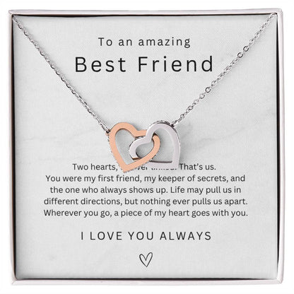 Best Friend Birthday Gift, For BEST FRIEND, Bestie Heart Jewelry, Necklace Gift