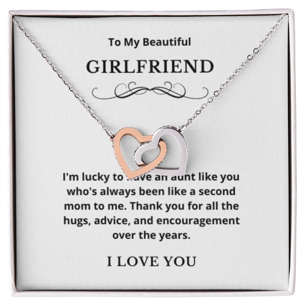 Interlocking Hearts To My Aunt Jewelry, Aunt Necklace Gift, Cousin Gift, Family Jewelry, Message Card Gift, For Aunt, Aunt Birthday