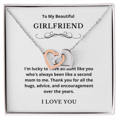 Interlocking Hearts To My Aunt Jewelry, Aunt Necklace Gift, Cousin Gift, Family Jewelry, Message Card Gift, For Aunt, Aunt Birthday