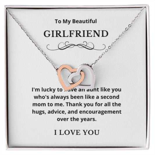 Interlocking Hearts To My Aunt Jewelry, Aunt Necklace Gift, Cousin Gift, Family Jewelry, Message Card Gift, For Aunt, Aunt Birthday
