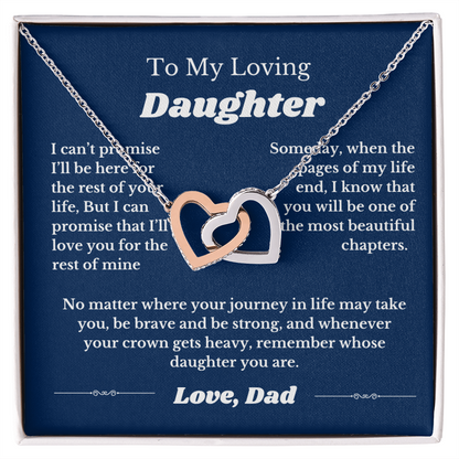 To My Daughter From Dad, Interlocking Hearts Necklace Gift from Father, Daughter Birthday, Wedding jewelry