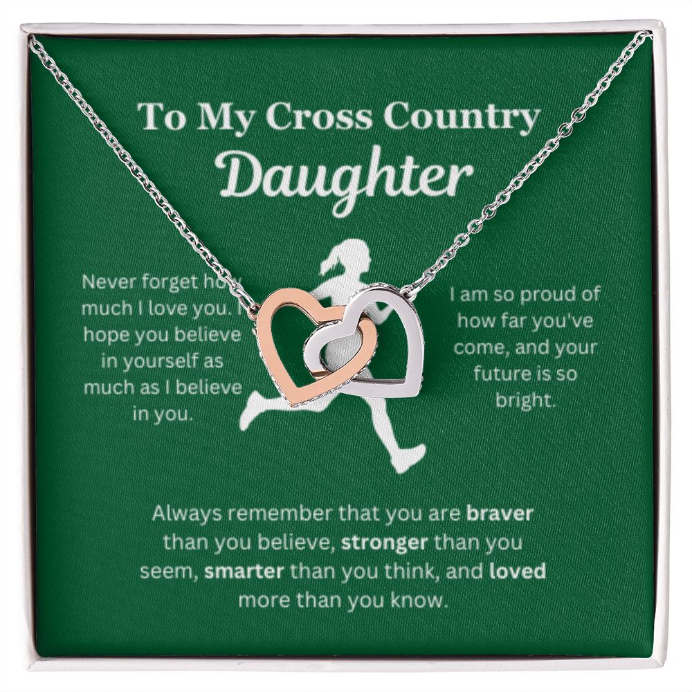 EllePendants To My Cross Country Daughter Necklace, Father Daughter Necklace, Mother Daughter Necklace, Daughter Birthday, Heart Jewelry, Gold Jewelry