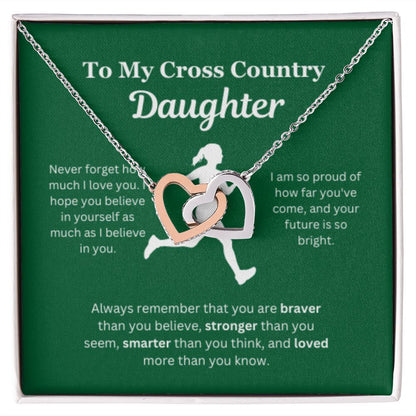 EllePendants To My Cross Country Daughter Necklace, Father Daughter Necklace, Mother Daughter Necklace, Daughter Birthday, Heart Jewelry, Gold Jewelry