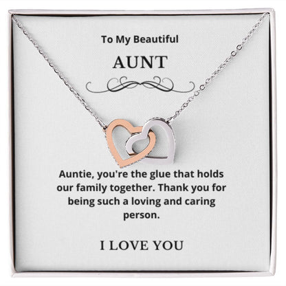 Interlocking Hearts To My Aunt Jewelry, Aunt Necklace Gift, Cousin Gift, Family Jewelry, Message Card Gift, For Aunt, Aunt Birthday