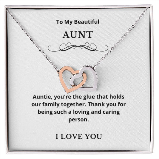 Interlocking Hearts To My Aunt Jewelry, Aunt Necklace Gift, Cousin Gift, Family Jewelry, Message Card Gift, For Aunt, Aunt Birthday