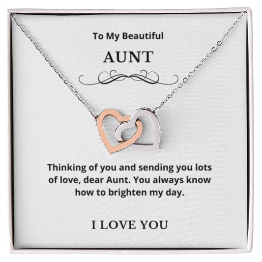 Interlocking Hearts To My Aunt Jewelry, Aunt Necklace Gift, Cousin Gift, Family Jewelry, Message Card Gift, For Aunt, Aunt Birthday