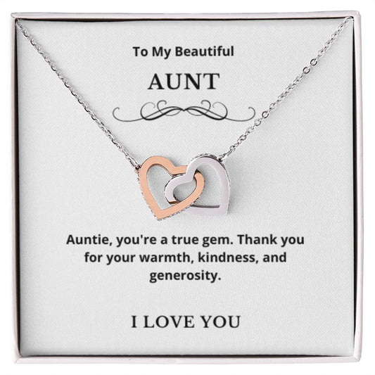 Interlocking Hearts To My Aunt Jewelry, Aunt Necklace Gift, Cousin Gift, Family Jewelry, Message Card Gift, For Aunt, Aunt Birthday