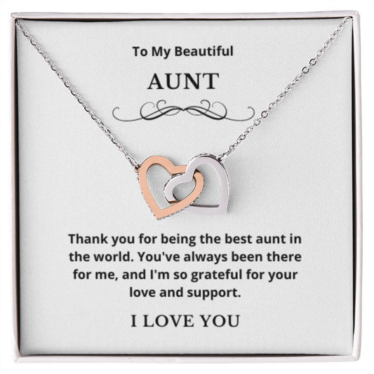 Interlocking Hearts To My Aunt Jewelry, Aunt Necklace Gift, Cousin Gift, Family Jewelry, Message Card Gift, For Aunt, Aunt Birthday