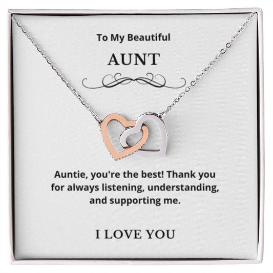 Interlocking Hearts To My Aunt Jewelry, Aunt Necklace Gift, Cousin Gift, Family Jewelry, Message Card Gift, For Aunt, Aunt Birthday