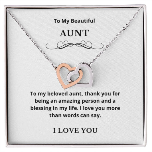 Interlocking Hearts To My Aunt Jewelry, Aunt Necklace Gift, Cousin Gift, Family Jewelry, Message Card Gift, For Aunt, Aunt Birthday