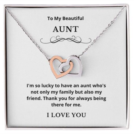 Interlocking Hearts To My Aunt Jewelry, Aunt Necklace Gift, Cousin Gift, Family Jewelry, Message Card Gift, For Aunt, Aunt Birthday