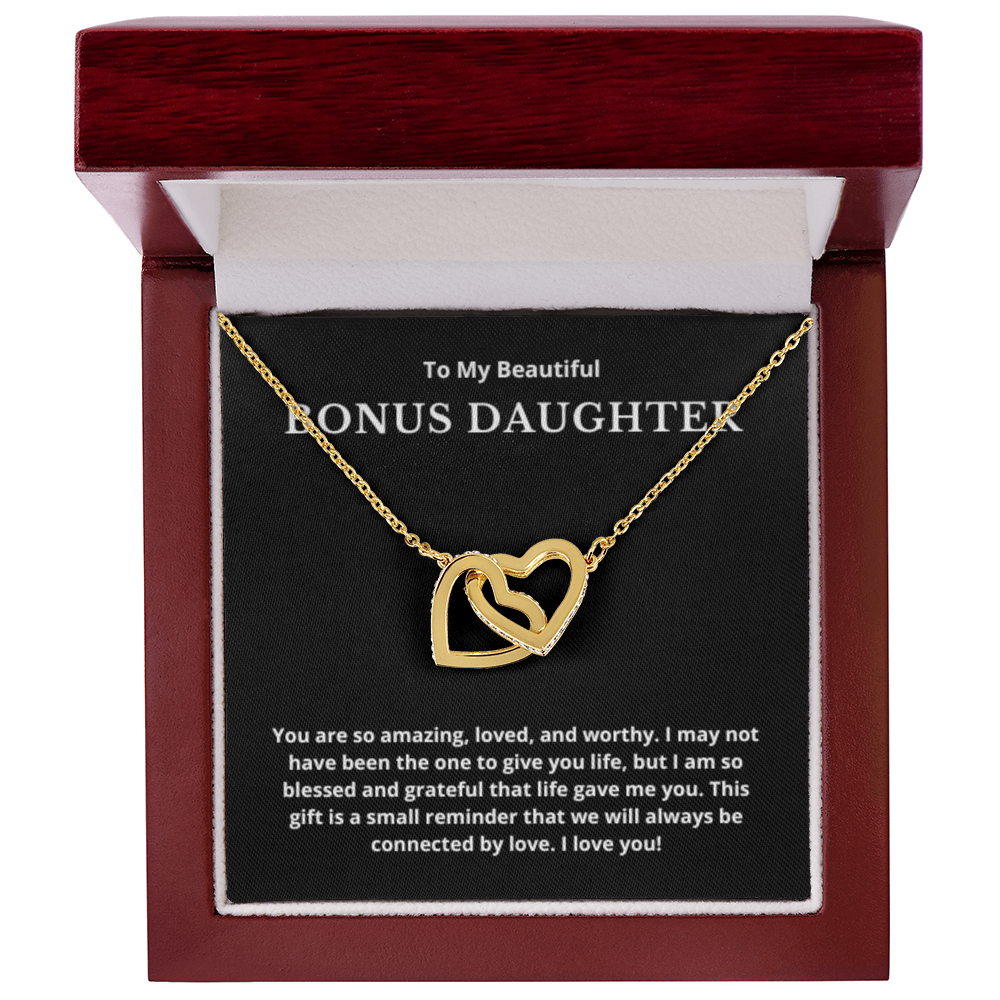 Interlocking Hearts Bonus Daughter Gift, Step Daughter Necklace