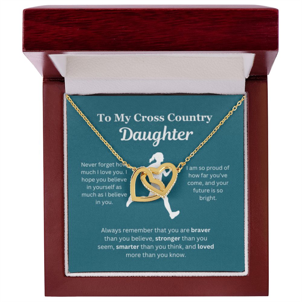 EllePendants To My Cross Country Daughter Necklace, Father Daughter Necklace, Mother Daughter Necklace, Daughter Birthday, Heart Jewelry, Gold Jewelry