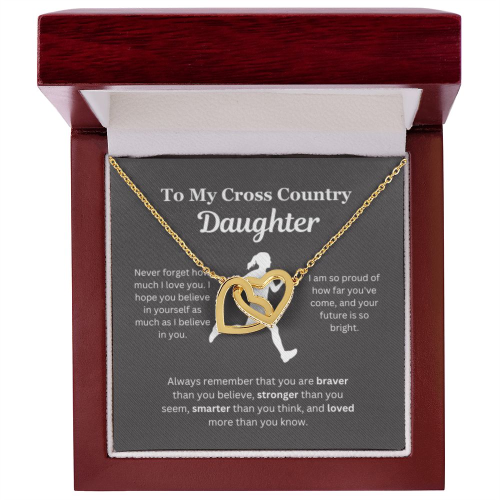 EllePendants To My Cross Country Daughter Necklace, Father Daughter Necklace, Mother Daughter Necklace, Daughter Birthday, Heart Jewelry, Gold Jewelry