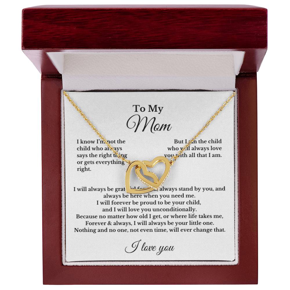 To My Mom Interlocking Heart Necklace Gift For Mothers Day, Valentines, Christmas, Her Birthday
