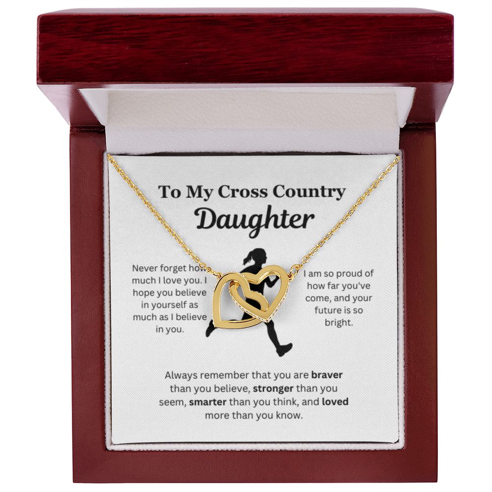 EllePendants To My Cross Country Daughter Necklace, Father Daughter Necklace, Mother Daughter Necklace, Daughter Birthday, Heart Jewelry, Gold Jewelry