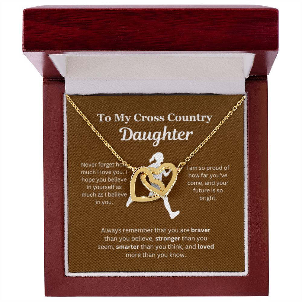 EllePendants To My Cross Country Daughter Necklace, Father Daughter Necklace, Mother Daughter Necklace, Daughter Birthday, Heart Jewelry, Gold Jewelry