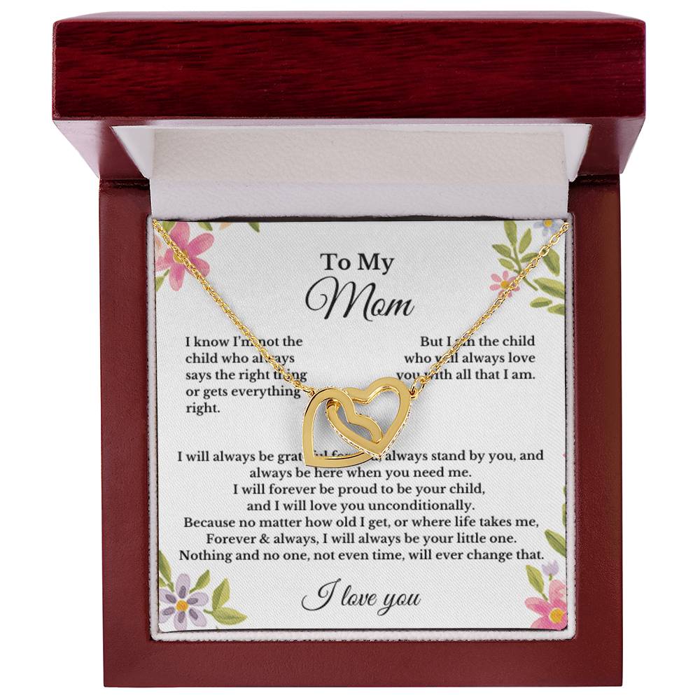To My Mom Interlocking Heart Necklace Gift For Mothers Day, Valentines, Christmas, Her Birthday