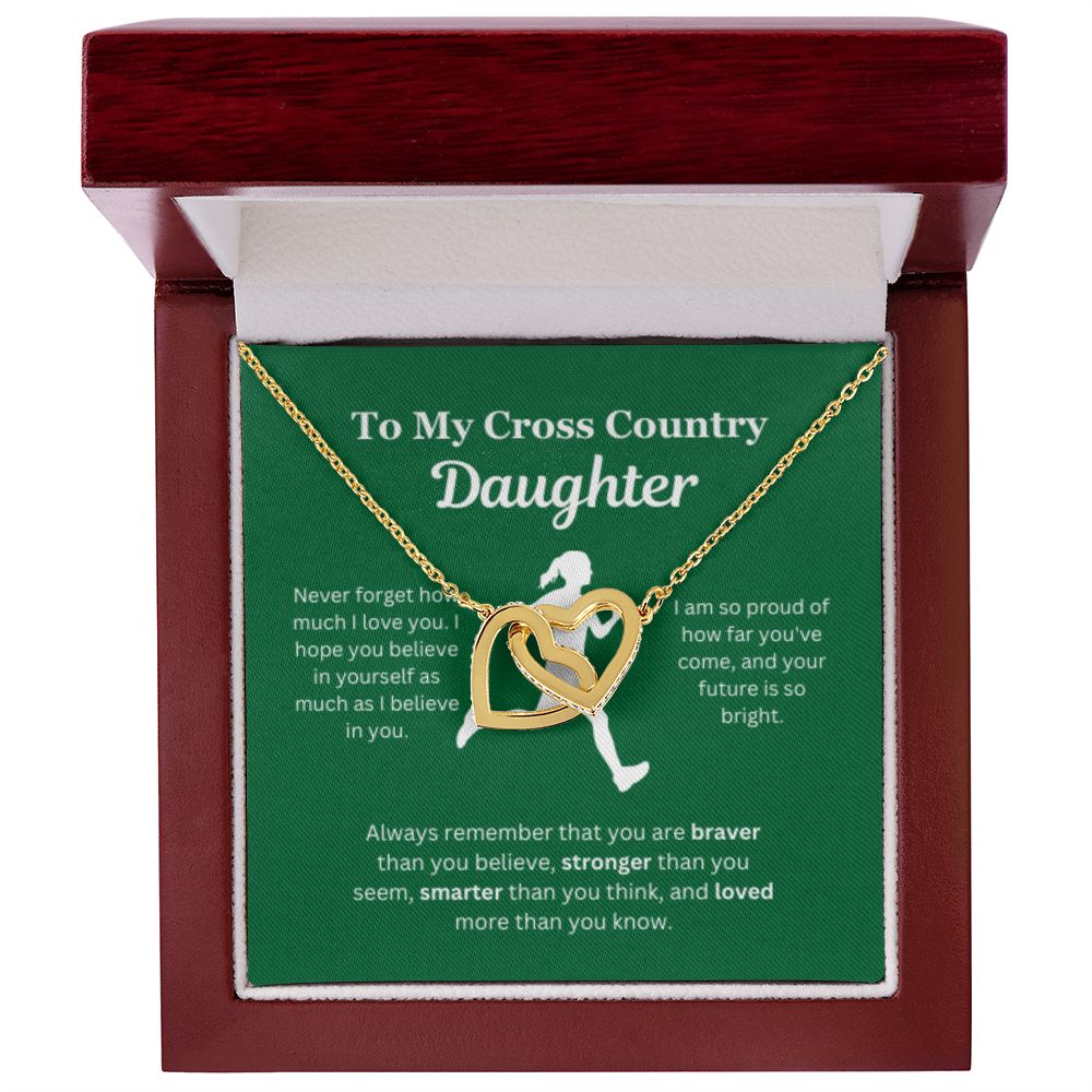 EllePendants To My Cross Country Daughter Necklace, Father Daughter Necklace, Mother Daughter Necklace, Daughter Birthday, Heart Jewelry, Gold Jewelry