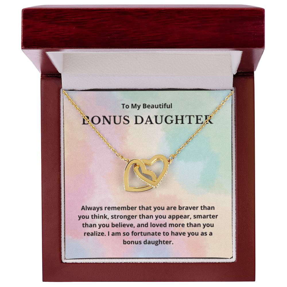 Bonus Daughter Gift for Step Daughter Interlocking Hearts Necklace