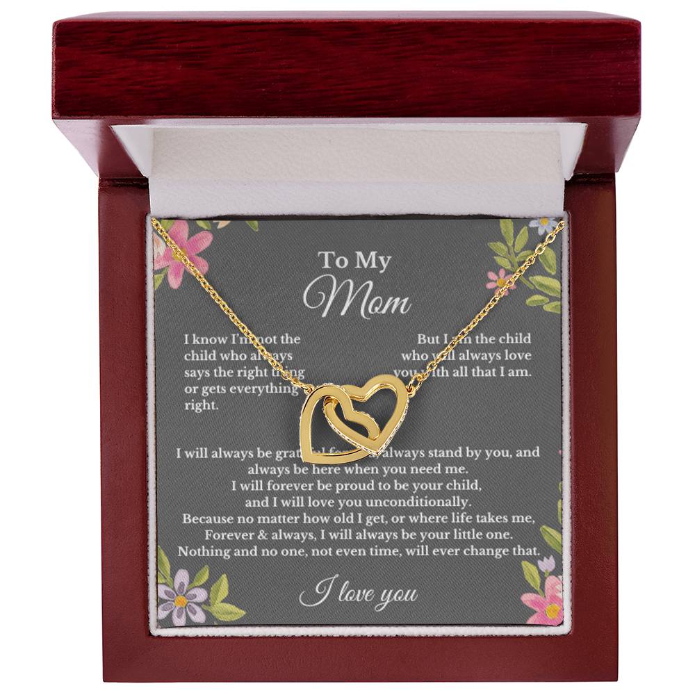 To My Mom Interlocking Heart Necklace Gift For Mothers Day, Valentines, Christmas, Her Birthday