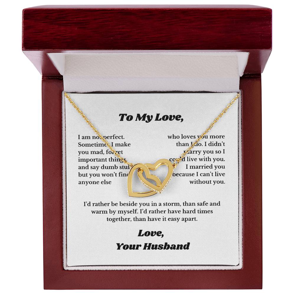 Gifts To My Love, Interlocking Heart Necklace for Wife From Husband, Anniversary Jewelry, Christmas Birthday for Her, Wifey, Valentines