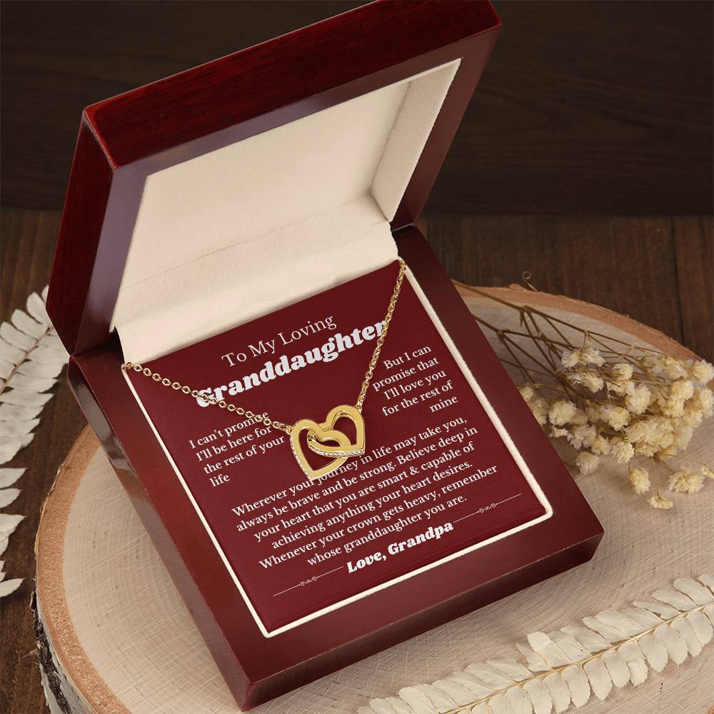 To My Granddaughter From Grandpa, Interlocking Hearts Necklace Gift from Grandfather, Birthday, Wedding Granddaughter jewelry