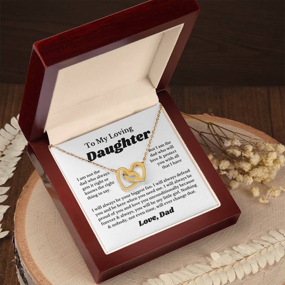 To My Daughter Interlocking Heart Necklace Gift From Dad, Jewelry