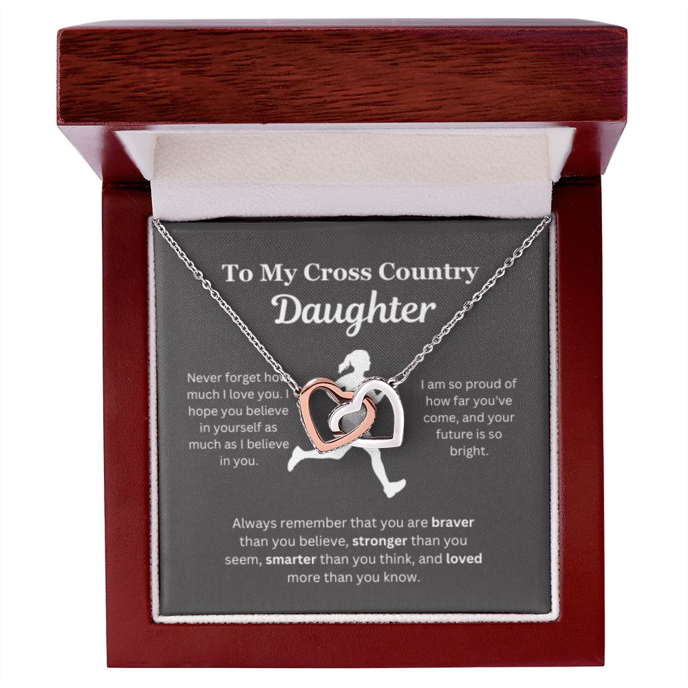EllePendants To My Cross Country Daughter Necklace, Father Daughter Necklace, Mother Daughter Necklace, Daughter Birthday, Heart Jewelry, Gold Jewelry