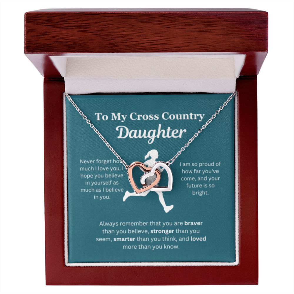 EllePendants To My Cross Country Daughter Necklace, Father Daughter Necklace, Mother Daughter Necklace, Daughter Birthday, Heart Jewelry, Gold Jewelry